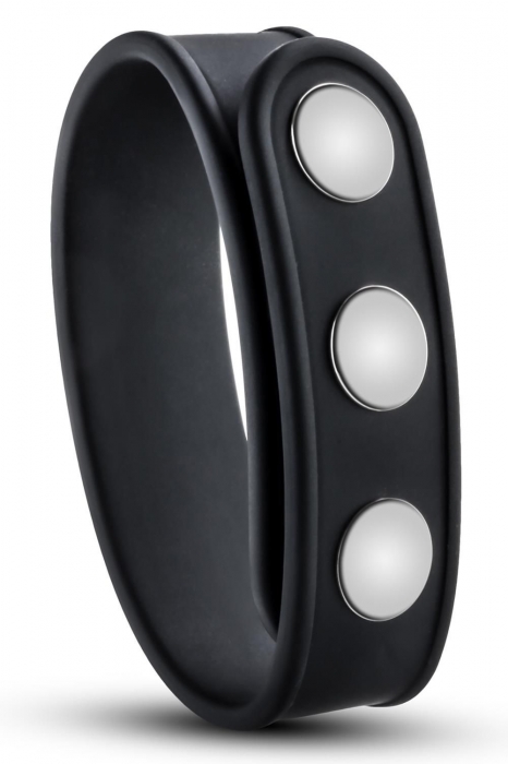 Черное эрекционное кольцо на кнопках - Blush Novelties - в Курске купить с доставкой