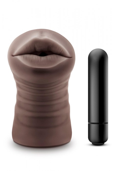 Коричневый мастурбатор-ротик Krystal Vibrating Masturbator - Blush Novelties - в Курске купить с доставкой