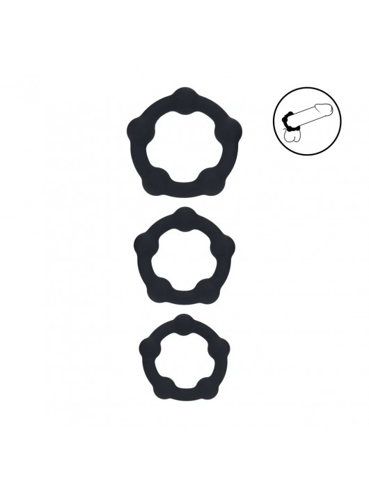 Набор из 3 эрекционных колец Beaded Silicone Cockring Set - Shots Media BV - в Курске купить с доставкой