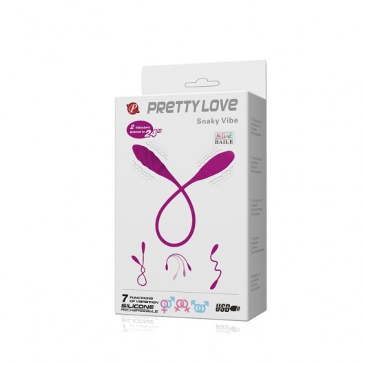 Двусторонний вибромассажер на гибком стержне Snaky Vibe - 60 см. - Baile