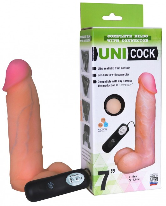 Фаллическая насадка Харнесс UNICOCK 7  с вибрацией - 19 см. - LOVETOY (А-Полимер) - купить с доставкой в Курске
