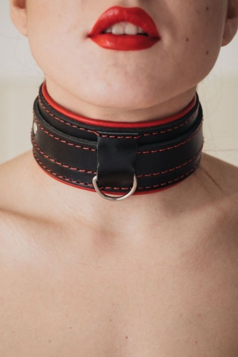 Ошейник с красным подкладом - БДСМ Арсенал - купить с доставкой в Курске