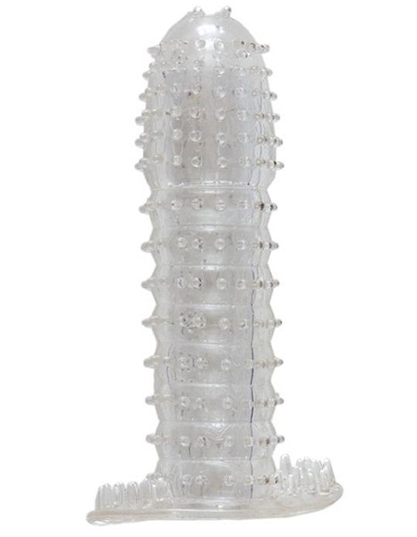 Гелевая прозрачная насадка c шипами - 12 см. - Toyfa Basic - в Курске купить с доставкой