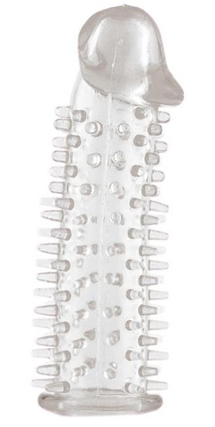 Прозрачная насадка на половой член с закрытой головкой и шипами - 12,5 см. - Toyfa Basic - в Курске купить с доставкой