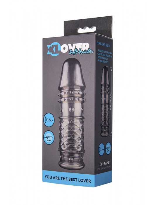 Дымчатая закрытая насадка ToyFa XLover с чешуйками и пупырышками - 13,5 см. - ToyFa - в Курске купить с доставкой