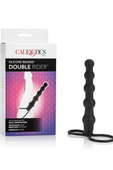 Насадка на пенис для двойного проникновения Silicone Beaded Double Rider - 14 см. - California Exotic Novelties - в Курске купить с доставкой