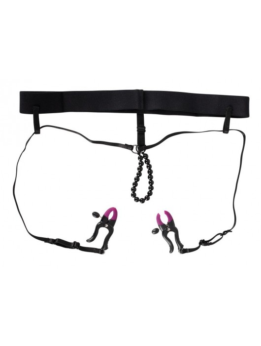 Трусики с зажимами для половых губ и бусинками для массажа промежности - Orion - купить с доставкой в Курске