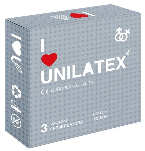 Презервативы с точками Unilatex Dotted - 3 шт. - Unilatex - купить с доставкой в Курске