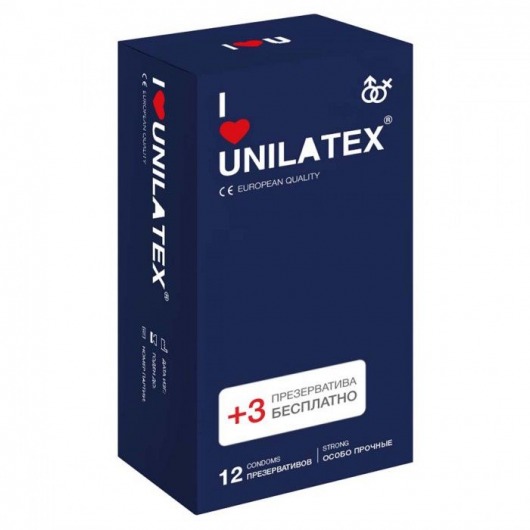 Ультрапрочные презервативы Unilatex Extra Strong - 12 шт. + 3 шт. в подарок - Unilatex - купить с доставкой в Курске