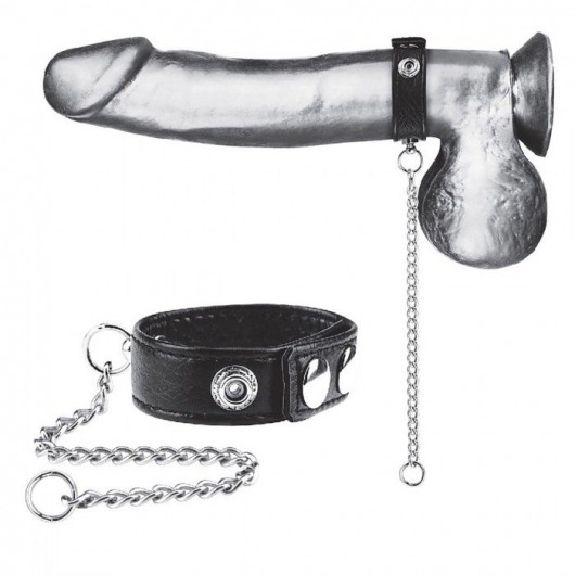 Утяжка на пенис с поводком Snap Cock Ring With 12  Leash - BlueLine - купить с доставкой в Курске