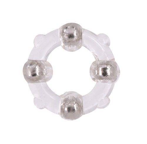 Эрекционное кольцо с 4 бусинами MENZSTUFF STUD RING CLEAR - Dream Toys - в Курске купить с доставкой