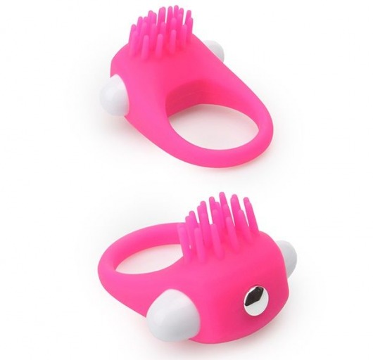 Розовое эрекционное кольцо с щеточкой LIT-UP SILICONE STIMU RING 5 - Dream Toys - в Курске купить с доставкой