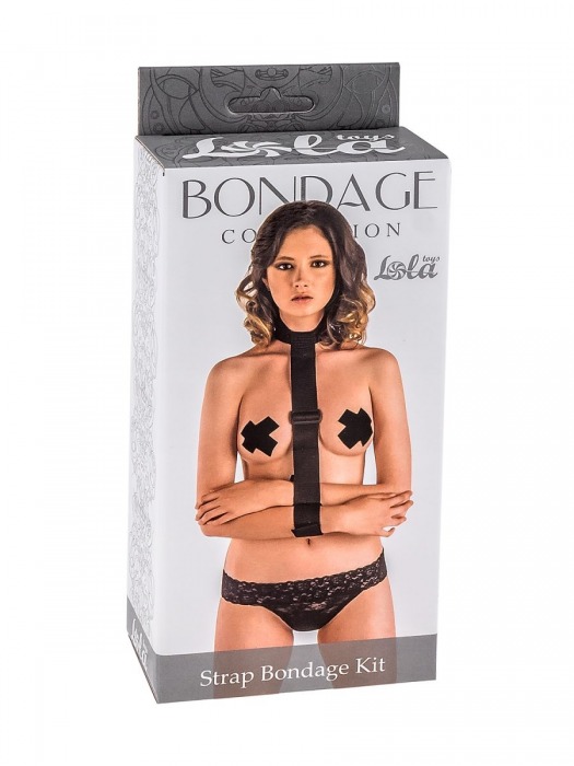 Ошейник с длинной лентой и наручниками Strap Bondage Kit One Size - Lola Games - купить с доставкой в Курске