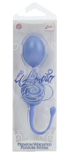 Голубые каплевидные вагинальные шарики L amour Premium Weighted Pleasure System - California Exotic Novelties