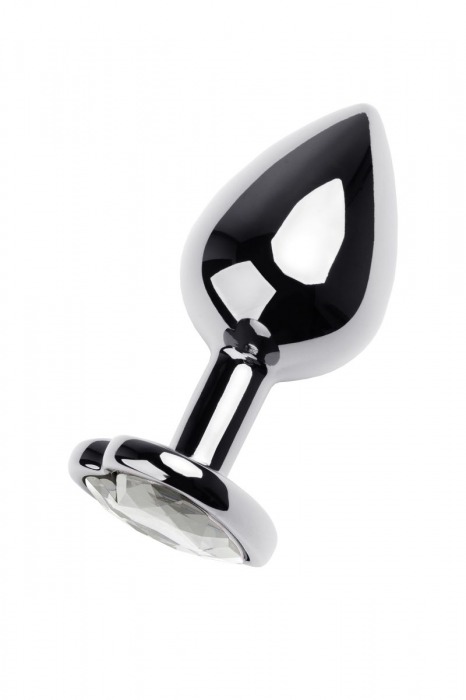 Серебристая анальная пробка с прозрачным кристаллом-сердцем - 8 см. - ToyFa - купить с доставкой в Курске