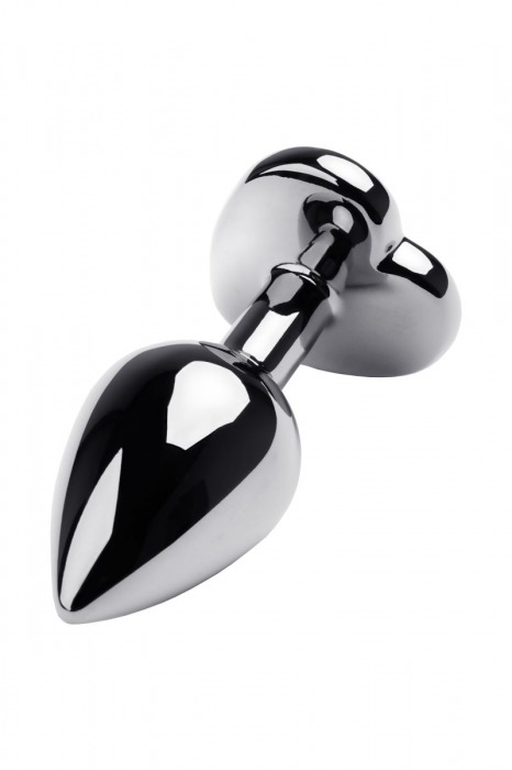 Серебристая анальная пробка с прозрачным кристаллом-сердцем - 8 см. - ToyFa - купить с доставкой в Курске