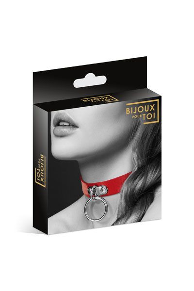 Красный узенький чокер с кольцом - Bijoux Pour Toi - купить с доставкой в Курске