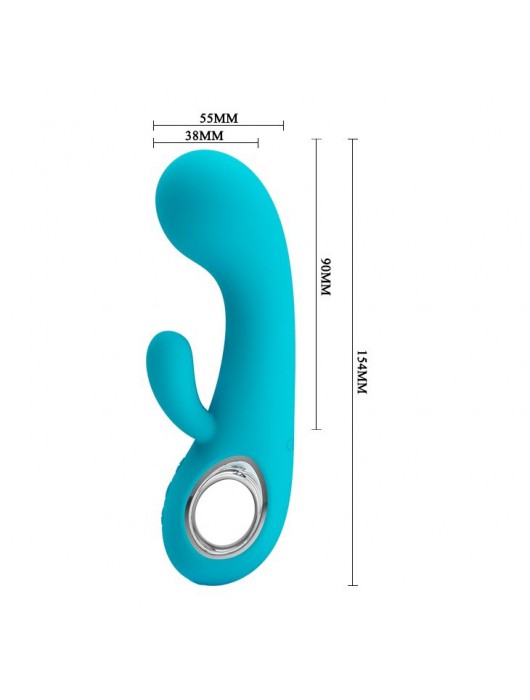 Бирюзовый вибратор Chris с клиторальным отростком - 15,4 см. - Baile