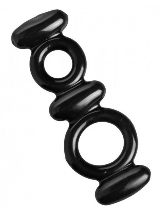 Двойное эрекционное кольцо Dual Stretch To Fit Cock and Ball Ring - XR Brands - в Курске купить с доставкой
