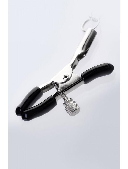 Серебристо-чёрные зажимы для сосков с кольцом для пениса TOYFA Metal - ToyFa - купить с доставкой в Курске